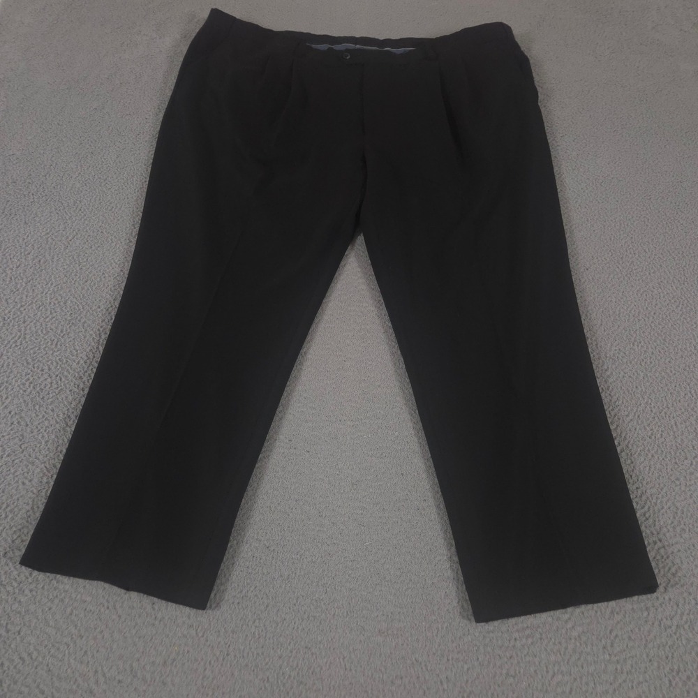 Oak Hill Pants Mens 52x30 Black Perfect Fit Pleated Dress Straight Leg Stretch